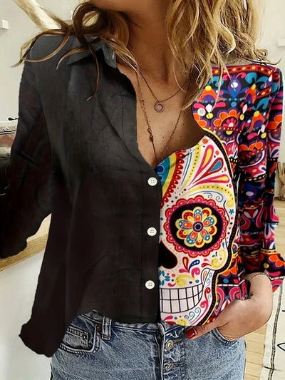 Vintage-Langarmbluse mit Print |  Emma