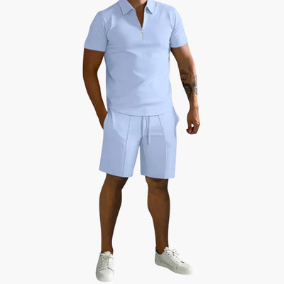 Herren Sommer-Zweiteiler mit Half-Zip-Shirt und Shorts