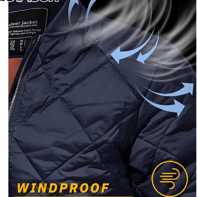 Windlek - Gewattierte Jacke Herren mit Stehkragen und Reißverschluss-Design