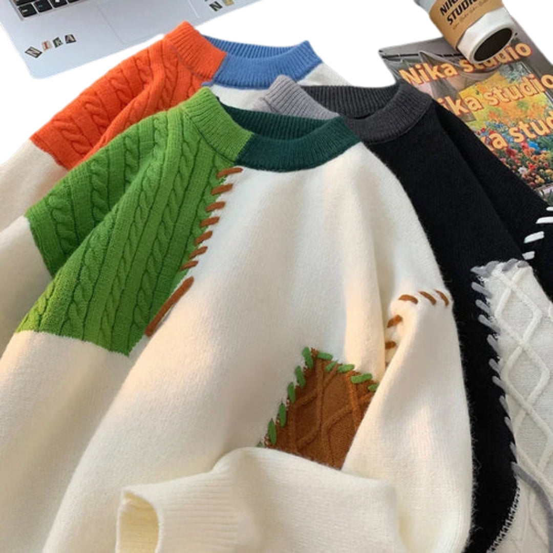 Klassische Patchwork-Pullover für Männer - Stylisch und warm für Herbst und Winter