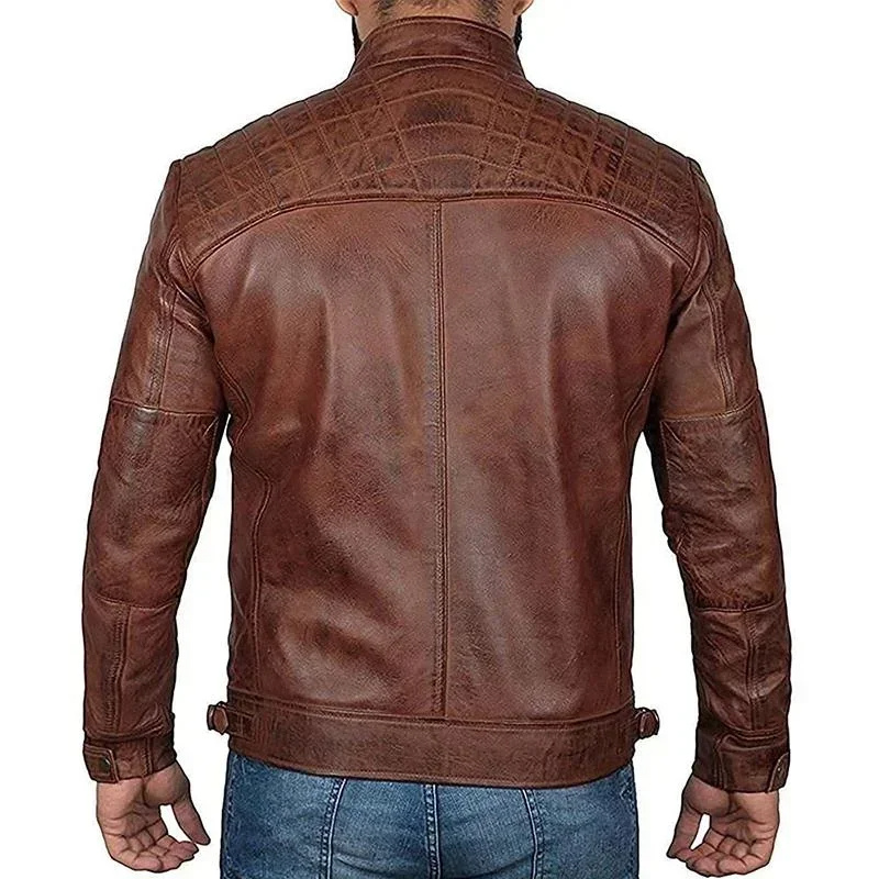 Arkhelt - Lederjacke Herren mit Reißverschlusstaschen, Robuste Bikerjacke