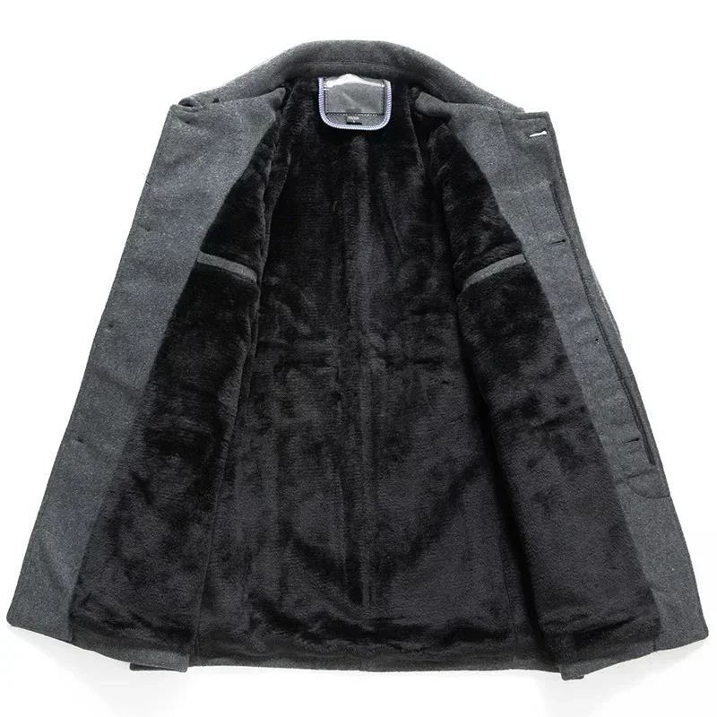 Grauarm - Langer Mantel Herren Eleganter Wintermantel Warm Gefüttert