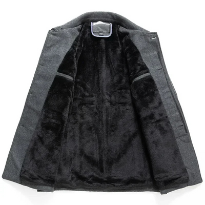 Grauarm - Langer Mantel Herren Eleganter Wintermantel Warm Gefüttert