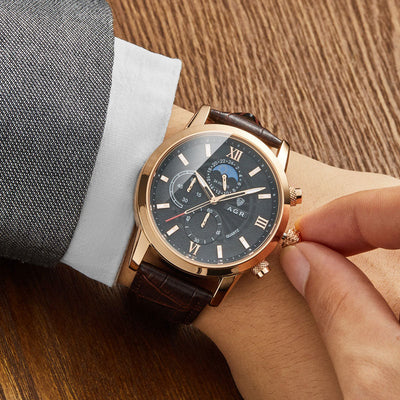 LUXUS-QUARZUHR AUS LEDER