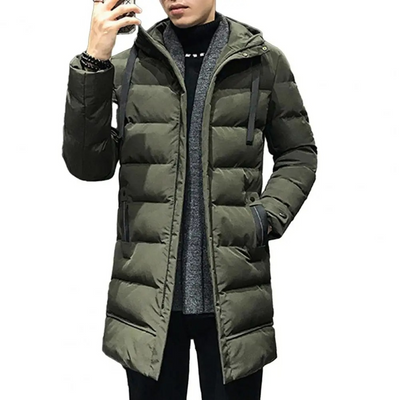 Frostik - Lange Pufferjacke Herren mit Kapuze und wasserabweisender Oberfläche