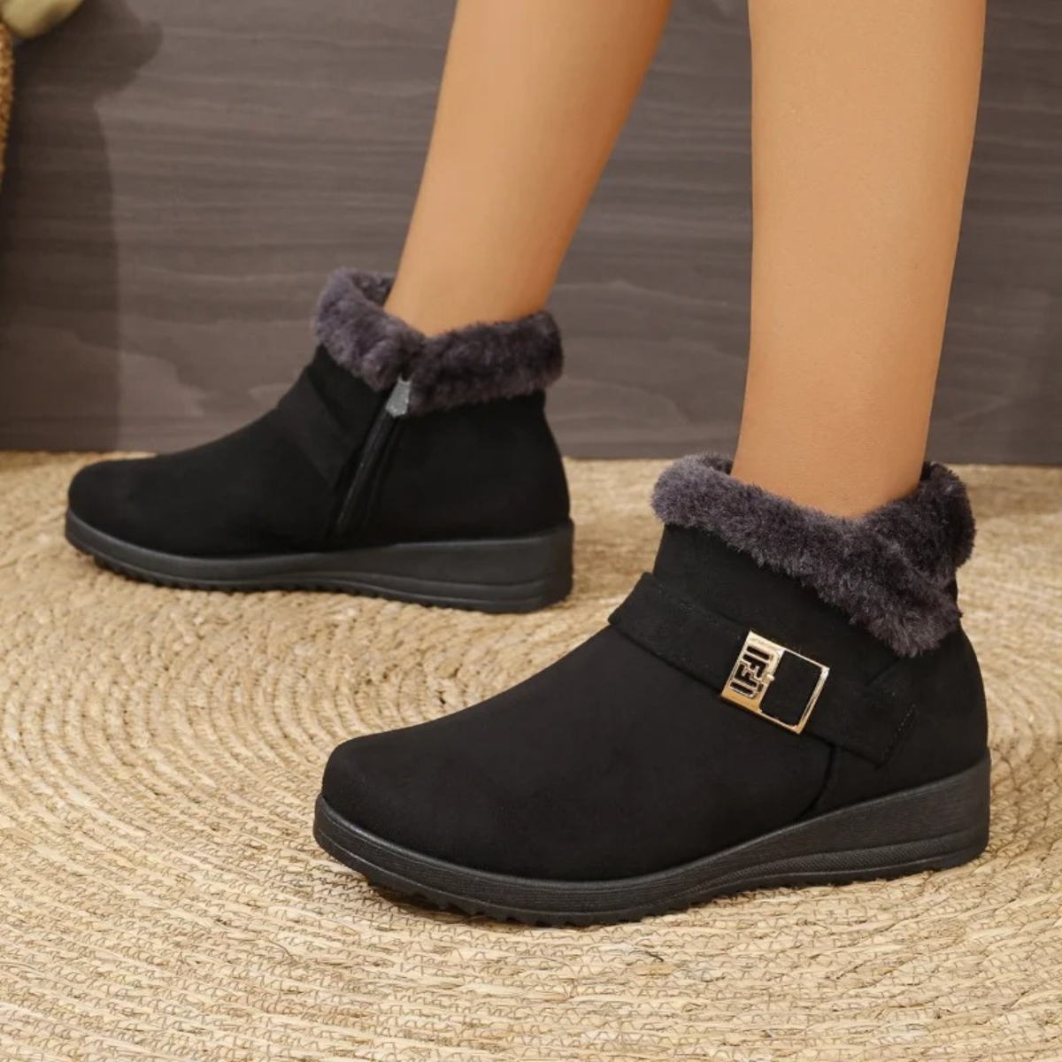 Warmess - Damen Winterstiefel mit Fellkragen und praktischem Reißverschluss