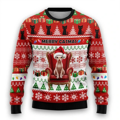 Festivy - Kreativer Weihnachtspullover – Perfekt für Katzenliebhaber & Feiertage