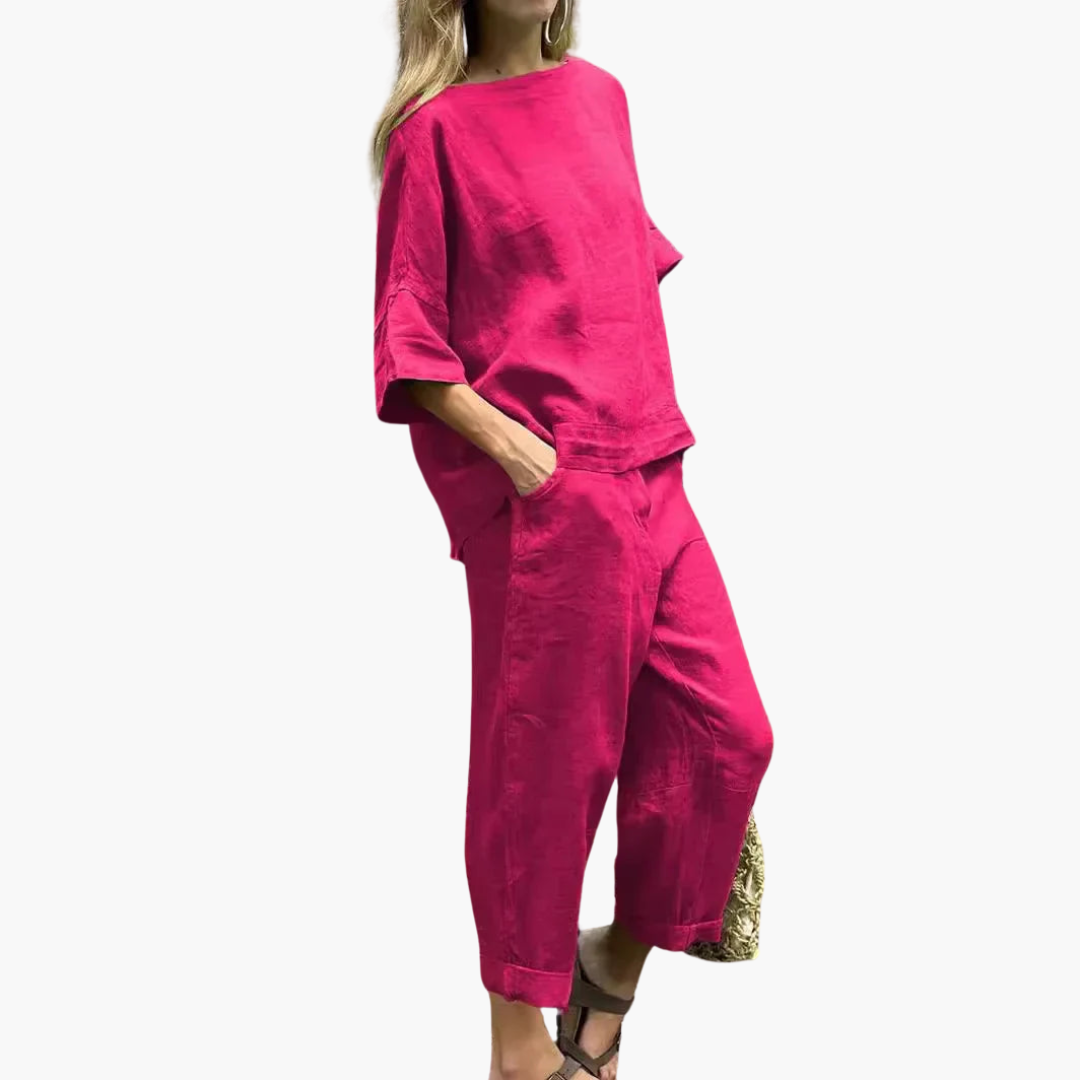 Zweiteiler Set Damen - Crop Top & Cropped Hose für den Sommer