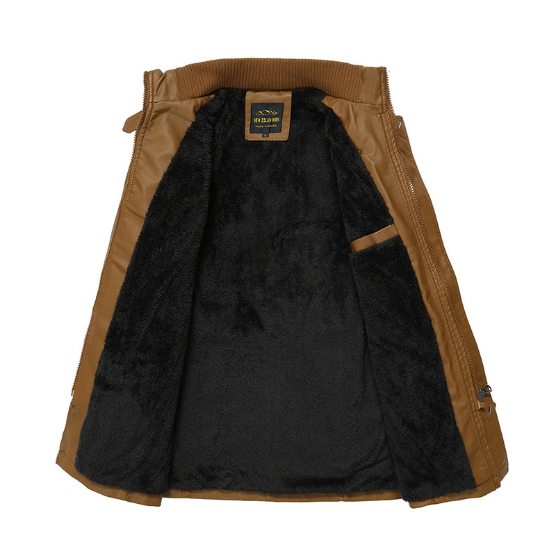 Nordrev - Lederjacke Herren mit Futter, Warme Winterjacke aus Echtleder