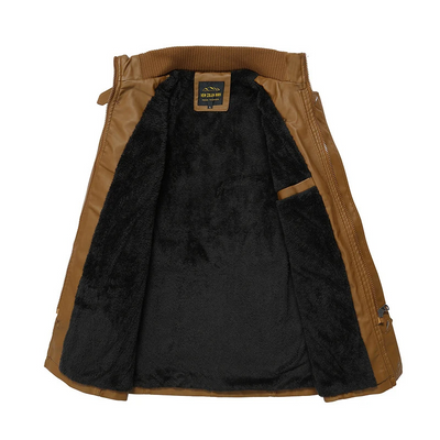Nordrev - Lederjacke Herren mit Futter, Warme Winterjacke aus Echtleder