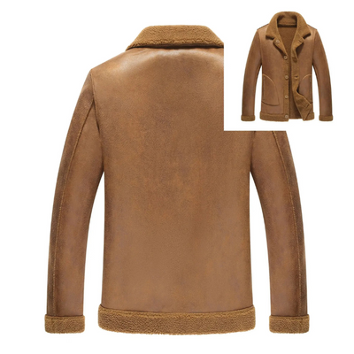 Thorvik - Lederjacke Herren, Stilvolle Jacke mit Fellkragen und Reißverschlusstaschen