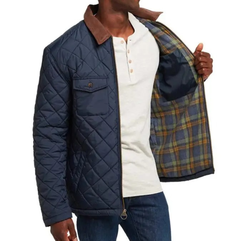 Olmavar - Gewattierte Jacke Herren mit Cordkragen und Brusttaschen