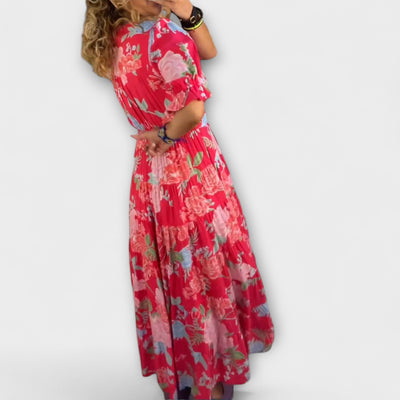 Catrisa - Floral Print V-Ausschnitt Taschenkleid