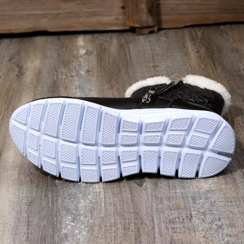 Glizina - Damen Winterstiefel mit Steppmuster, Fellkragen und Reißverschluss