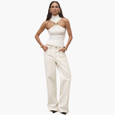 Schicke High Neck Haltertop - für Frauen mit Goldakzent