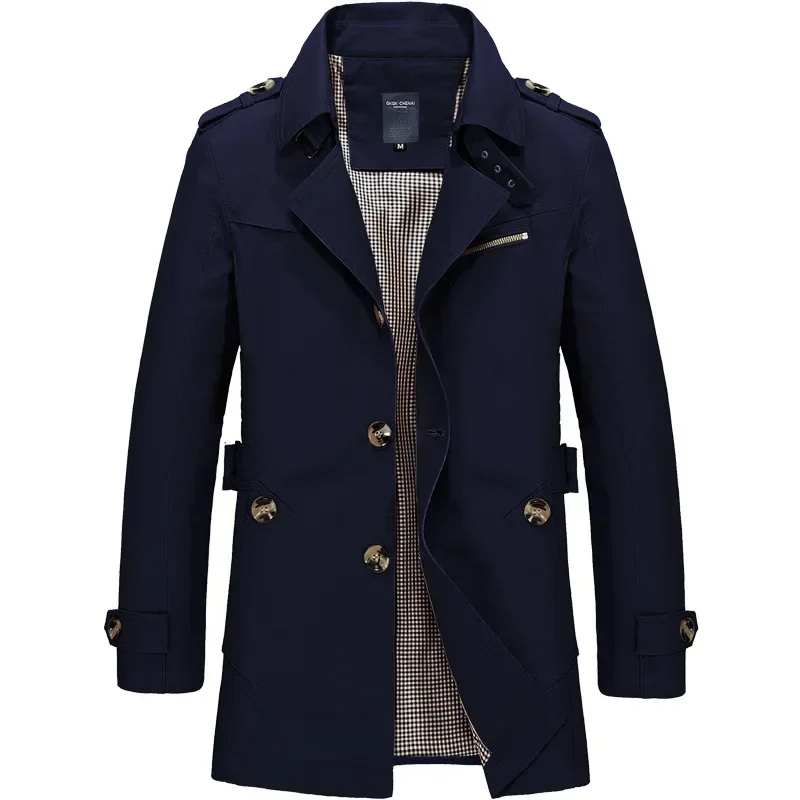 Nordgra - Langer Mantel Herren Stilvoller Trenchcoat Mit Gürtel und Revers