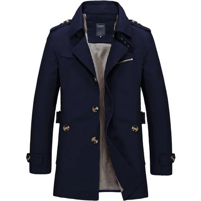 Nordgra - Langer Mantel Herren Stilvoller Trenchcoat Mit Gürtel und Revers
