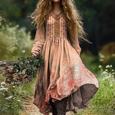 Julia – Vintage Kleid mit Ethno-Print