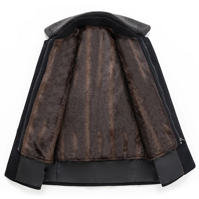 Herrmax - Langer Mantel Herren Stilvoller Wintermantel Mit Brusttasche und Revers