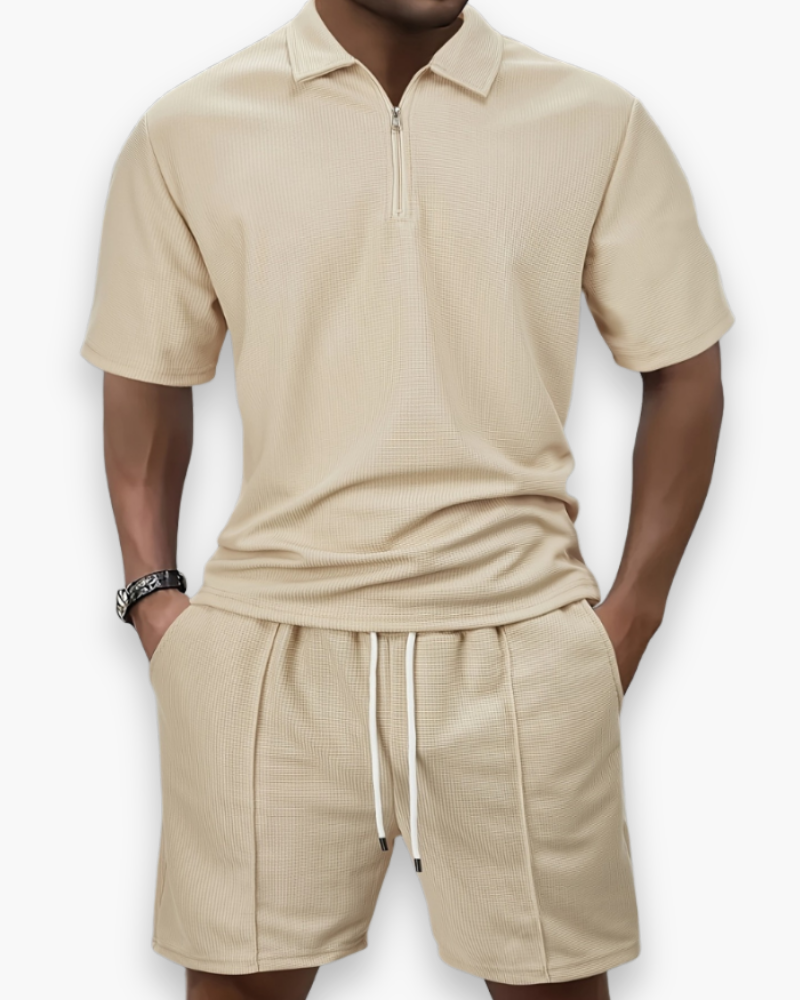 Herren Freizeit Set mit Zipper Polo | Leichtes Sommer Outfit