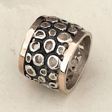 Vintage Silber hohlen dicken Ring