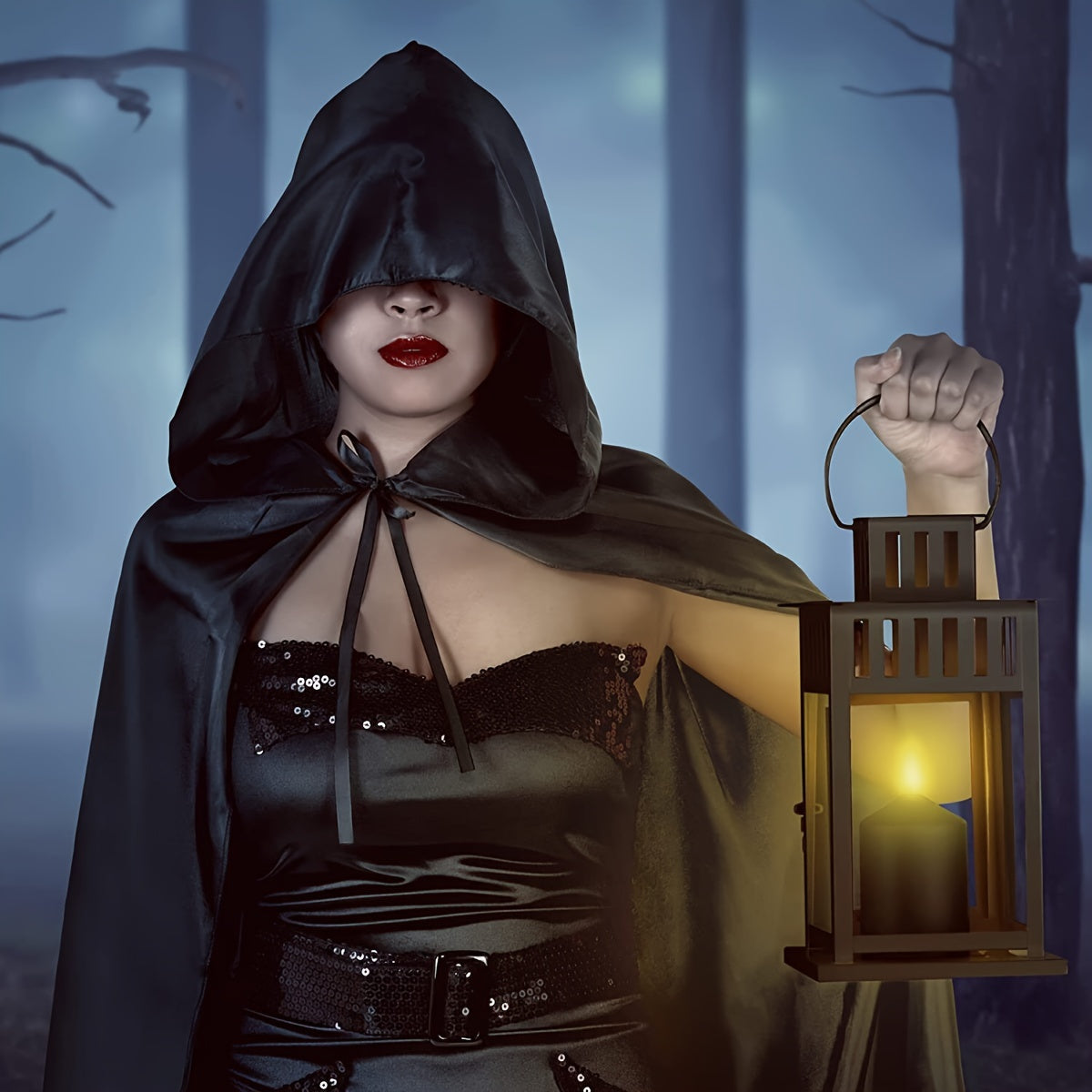 Unisex Halloween-Umhang mit Kapuze | Lang