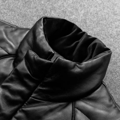 Bravden - Lederjacke Herren mit Stehkragen, Warm gefütterte Winterjacke