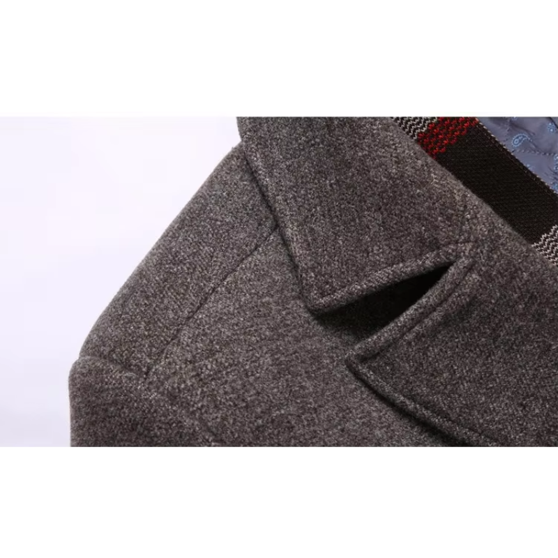 Mantmar - Langer Mantel Herren Wollmantel Winddicht Gefüttert Mit Stehkragen