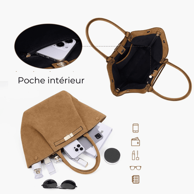 Strandtasche Damen Vegan Suede – Große Tote Bag Sommer Braun