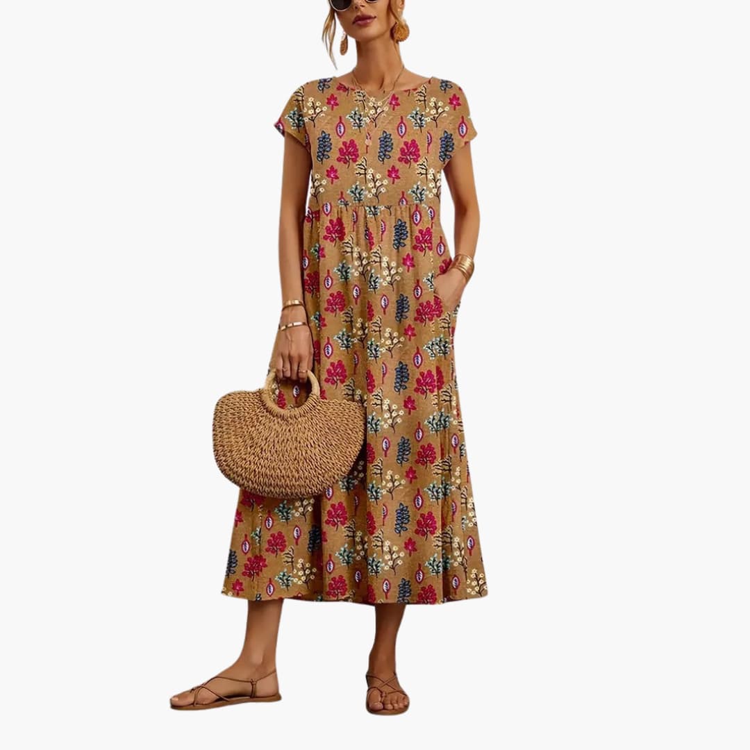 Boho Midikleid mit kurzen Ärmeln - für Damen im Sommerstil