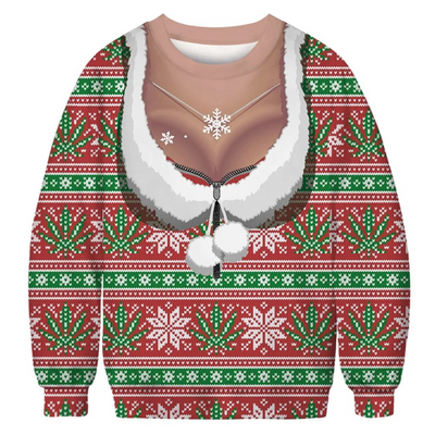 Wunderb - Weihnachtspullover mit Karomuster und Rentier-Design, Damen Strickpullover