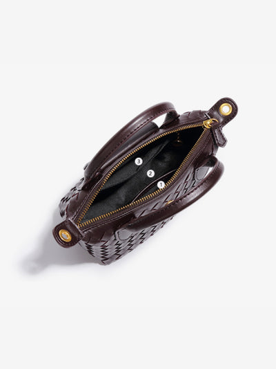 Elise | Gepflegte Mini Umhängetasche aus Veganem Leder mit Geflochtenem Design