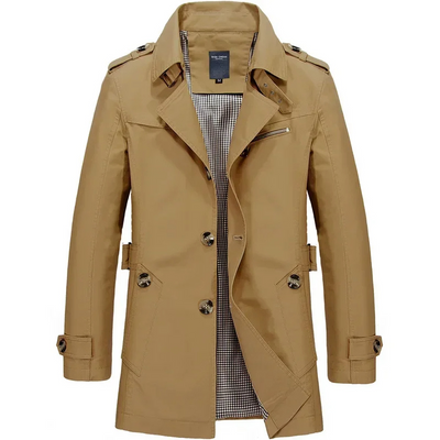 Nordgra - Langer Mantel Herren Stilvoller Trenchcoat Mit Gürtel und Revers