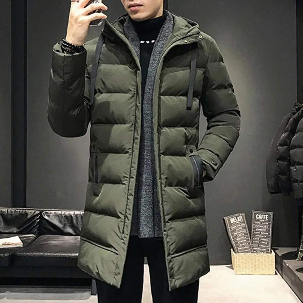 Frostik - Lange Pufferjacke Herren mit Kapuze und wasserabweisender Oberfläche