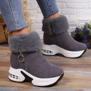 Wintica - Damen Winterstiefel mit Keilabsatz, Fellkragen und Reißverschluss