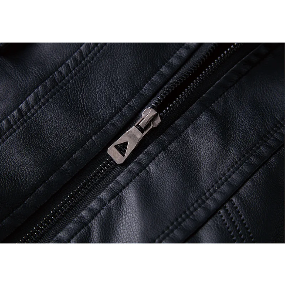 Pruxden - Lederjacke Herren mit Fleece-Futter, Warme Winterjacke mit Taschen