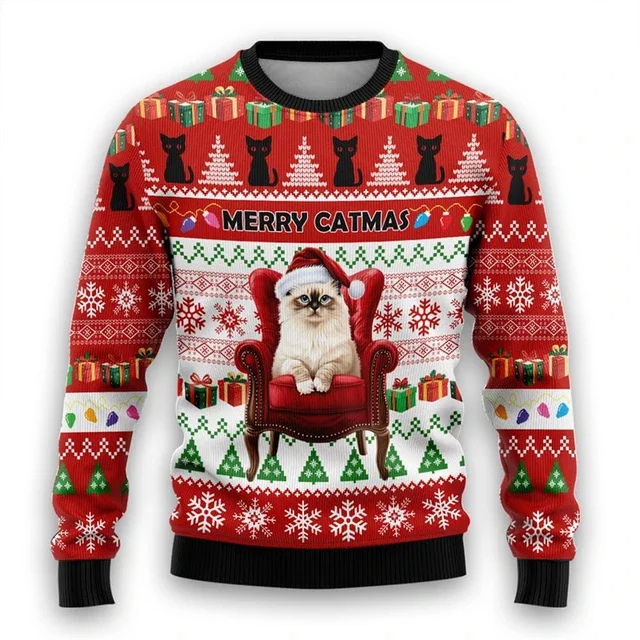 Festivy - Kreativer Weihnachtspullover – Perfekt für Katzenliebhaber & Feiertage