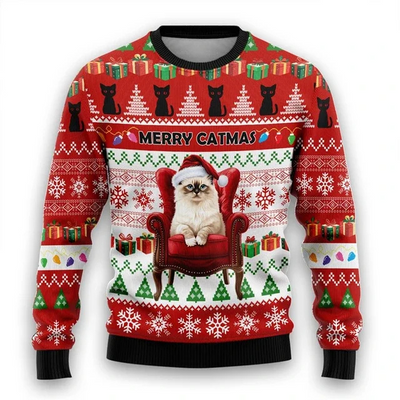 Festivy - Kreativer Weihnachtspullover – Perfekt für Katzenliebhaber & Feiertage