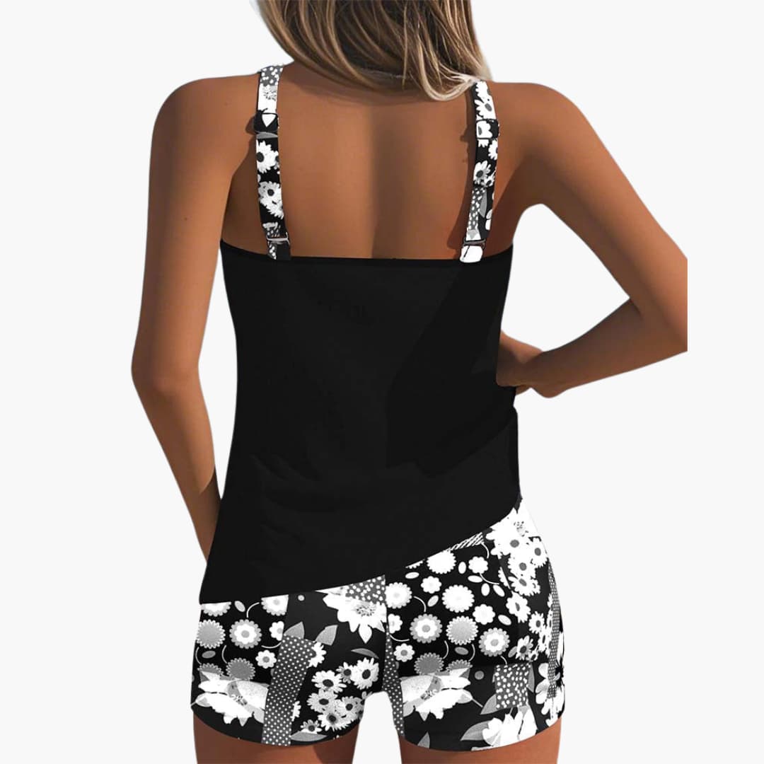 Damen Tankini-Badeanzug-Set mit Blumendruck und Racerback-Ausschnitt