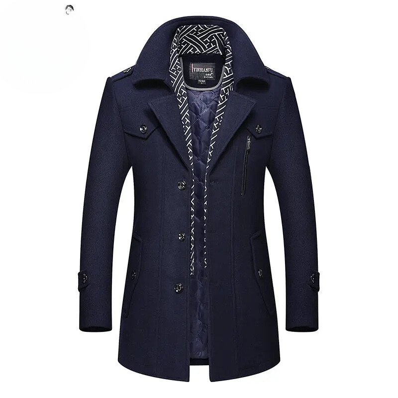 Stilwin - Langer Mantel Herren Klassischer Trenchcoat Mit Gürtel und Revers