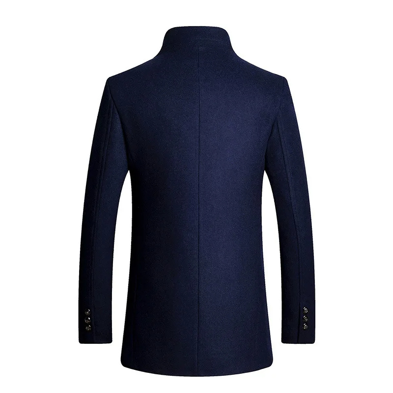 Mantfel - Langer Mantel Herren Klassischer Wollmantel Mit Revers und Knopfleiste