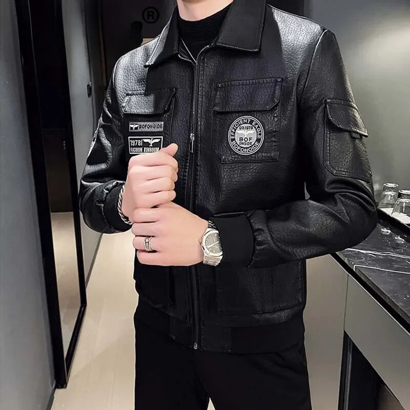 Zendolt - Lederjacke Herren mit Stehkragen, Klassische Bikerjacke aus Echtleder