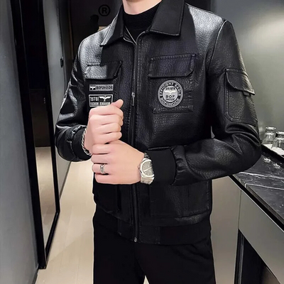 Zendolt - Lederjacke Herren mit Stehkragen, Klassische Bikerjacke aus Echtleder