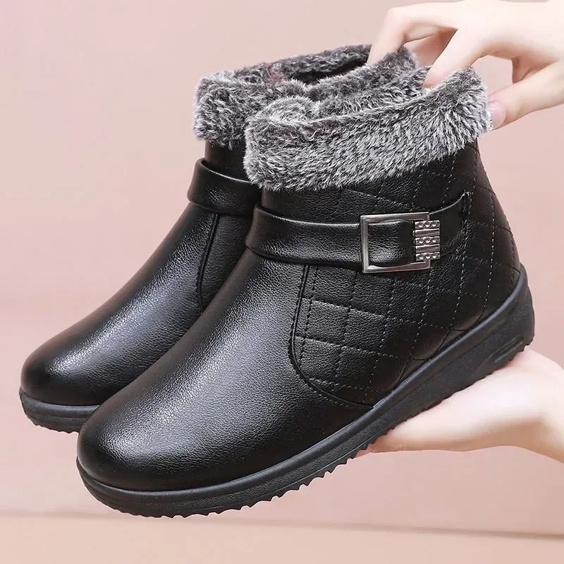 Solexia - Damen Winterstiefel mit Fellkragen und rutschfester Sohle