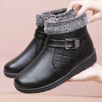 Solexia - Damen Winterstiefel mit Fellkragen und rutschfester Sohle