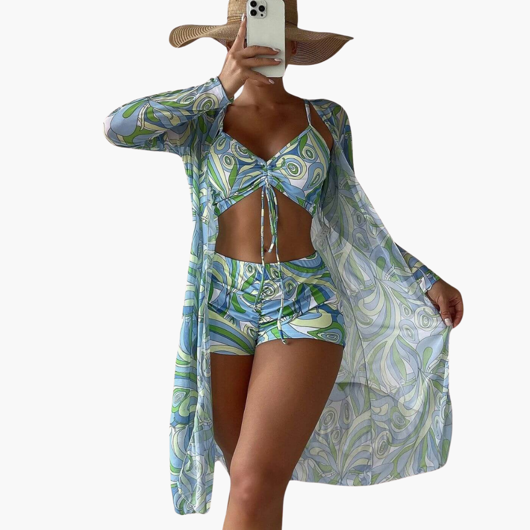 Lotta | 3-teiliges bedrucktes Bikini-Set