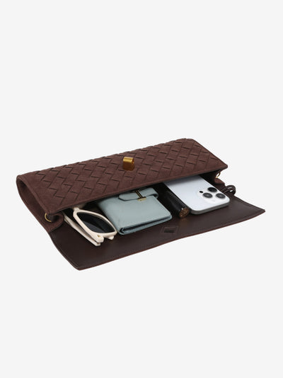 Cherry Luxe Woven Suede Clutch Mit Abnehmbarem Schultergurt – Eleganter Vegan-Leder Handtasche