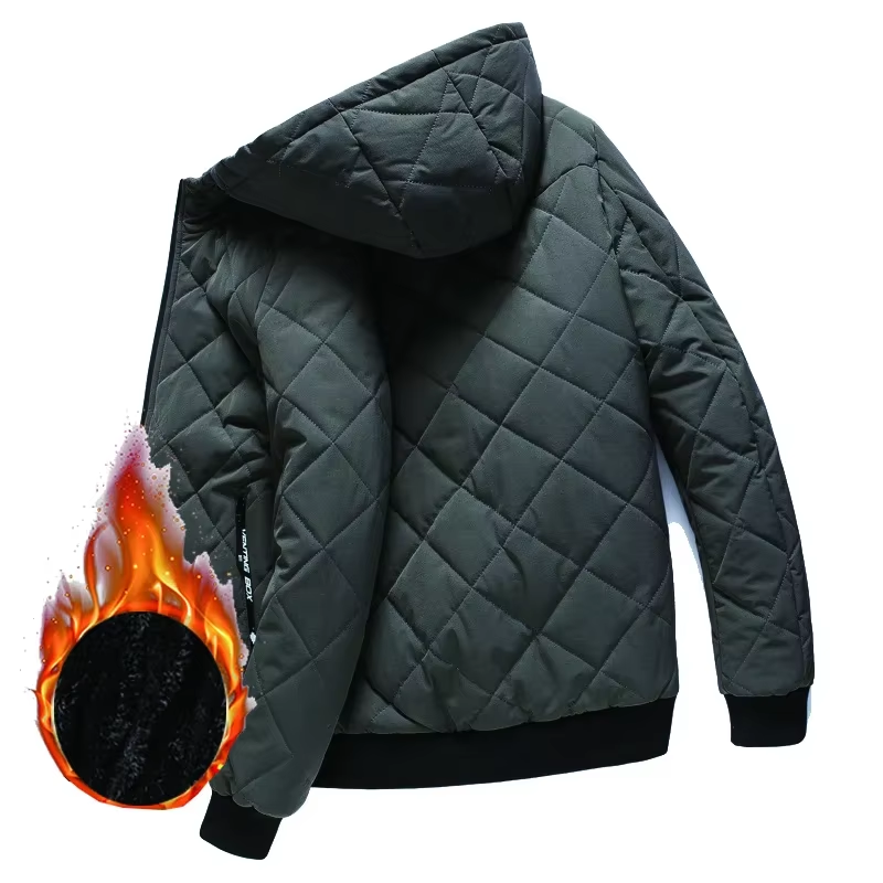 Weltran - Gewattierte Jacke Herren mit Kapuze und Rautensteppung für kalte Tage