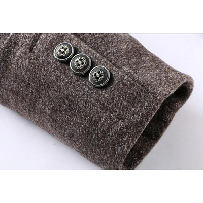 Mantfix - Langer Mantel Herren Stilvoller Wollmantel Mit Revers und Brusttasche