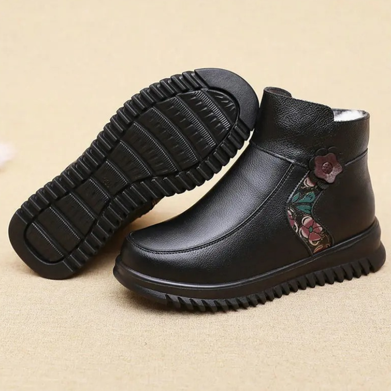 Artiven - Damen Winterstiefel mit Blumenmuster und rutschfester Sohle